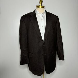 Samuelsohn Sport Coat Blazer 46L Mens Brown Herringbone Cashmere & Wool‎
